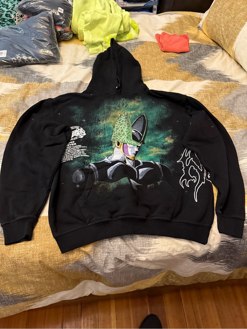 Darc Sport Black Hoodie with Green & Purple Graphic Crewneck Size M